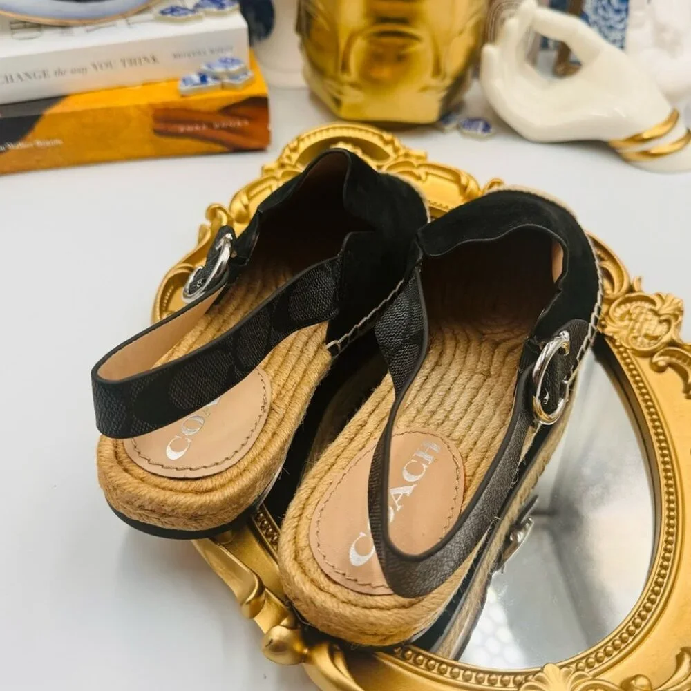 🆕 COACH 🧿 NWOT Black Suede Candice Espadrille - Size US 6